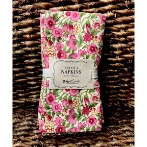 Set Of 4 April Cornell Floral Print 100% Cotton 16"X16" Cloth Napkins HTF NWT!